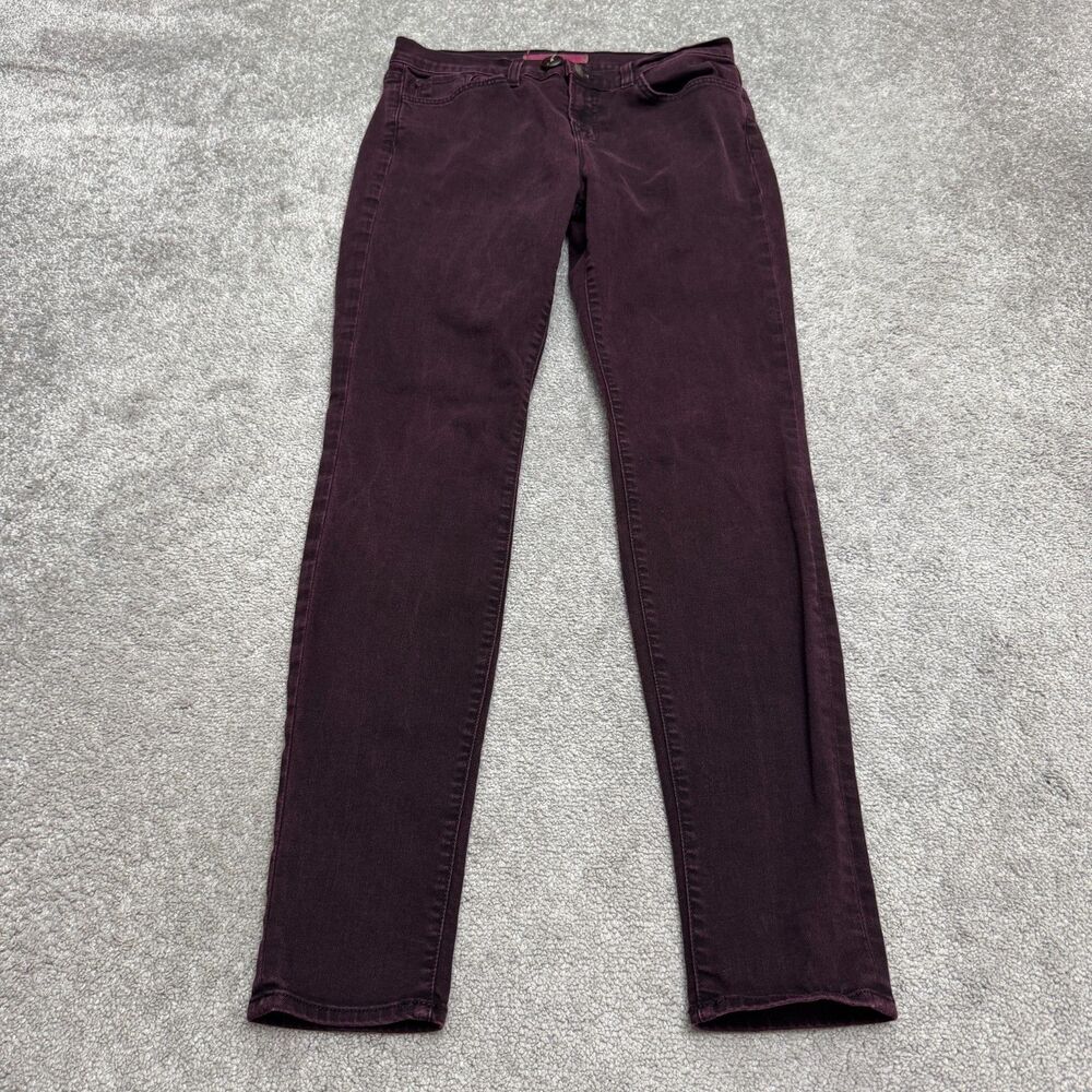 J Brand 811 Mid-Rise Skinny Leg Jeans Womens 30 Burgundy Noir Red Stretch Casual